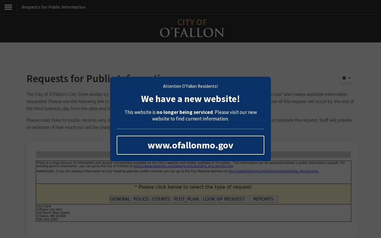 O'Fallon public information request page